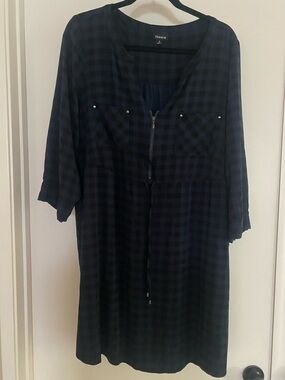 torrid Navy & Black Plaid Zip-Front Tunic